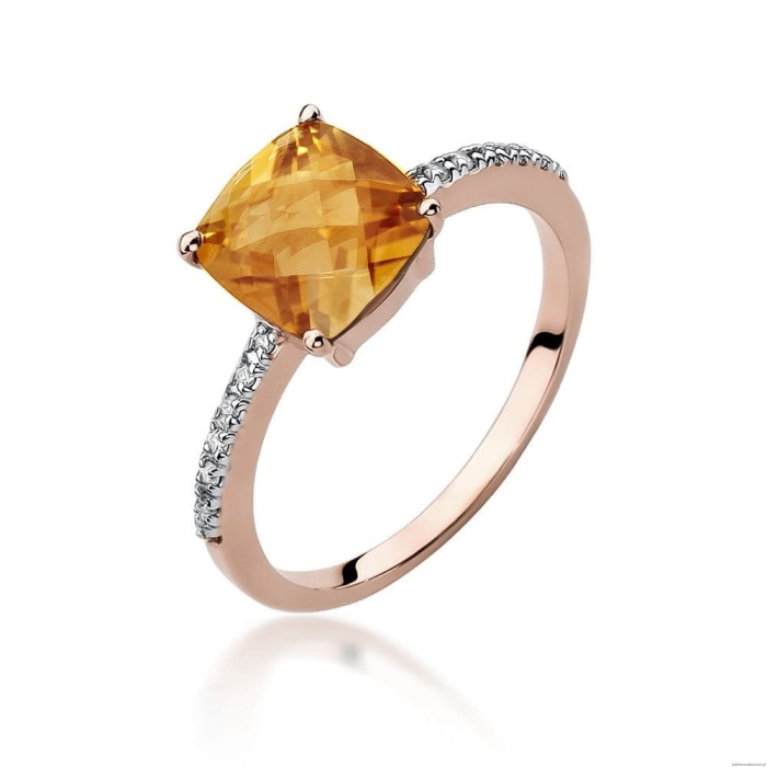 Pierścionek W511 Cytryn 2,00ct różowe złoto