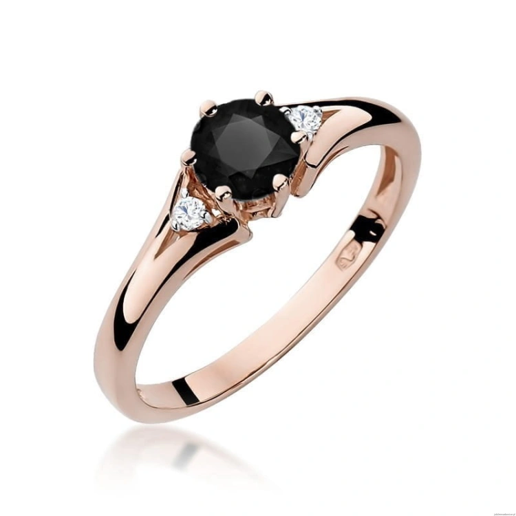 Pierścionek W0076 Czarny Diament 0,50ct różowe złoto