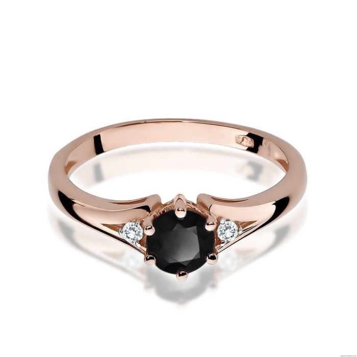 Pierścionek W0076 Czarny Diament 0,50ct różowe złoto