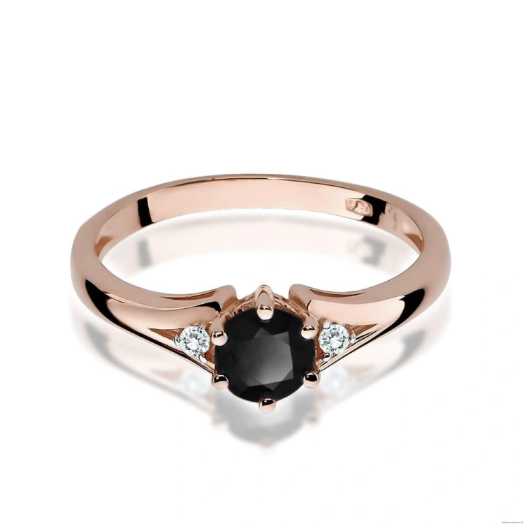 Pierścionek W0076 Czarny Diament 0,50ct różowe złoto