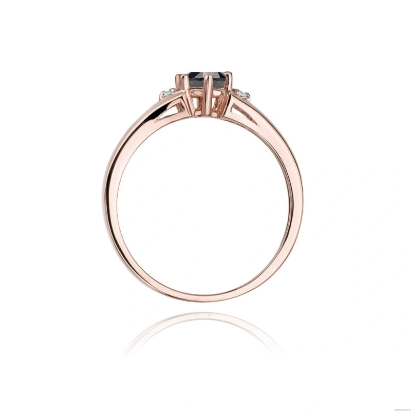 Pierścionek W0076 Czarny Diament 0,50ct różowe złoto