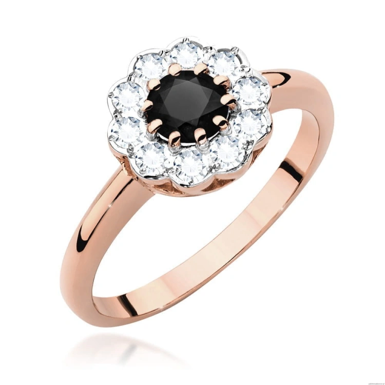 Pierścionek W529 Czarny Diament 0,50ct różowe złoto