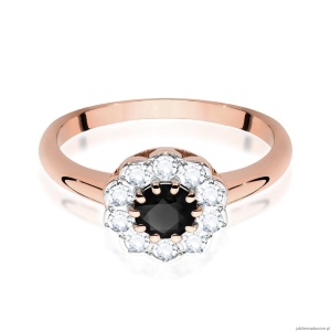 Pierścionek W529 Czarny Diament 0,50ct różowe złoto