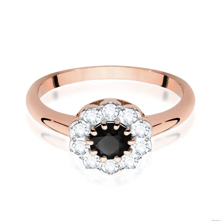 Pierścionek W529 Czarny Diament 0,50ct różowe złoto