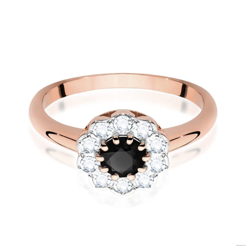 Pierścionek W529 Czarny Diament 0,50ct różowe złoto