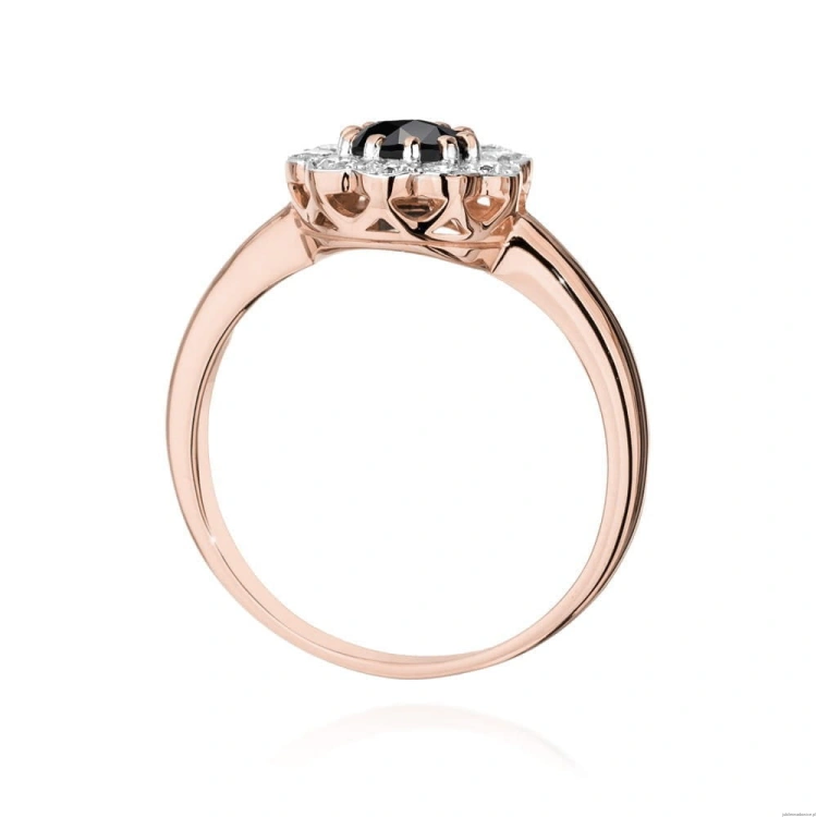 Pierścionek W529 Czarny Diament 0,50ct różowe złoto