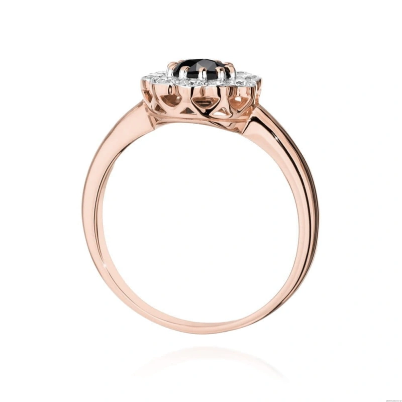 Pierścionek W529 Czarny Diament 0,50ct różowe złoto