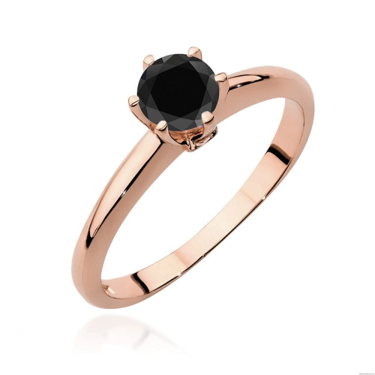 Pierścionek W557 Czarny Diament 0,50ct różowe złoto