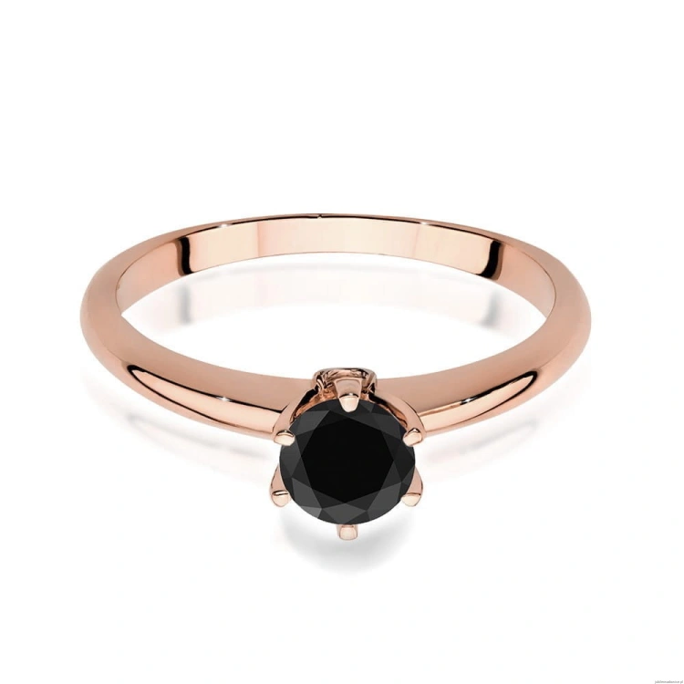 Pierścionek W557 Czarny Diament 0,50ct różowe złoto