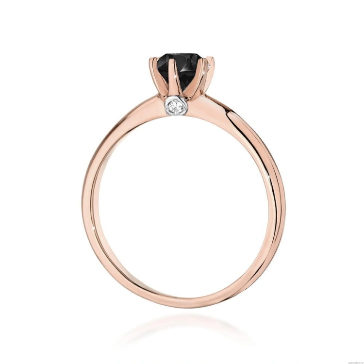 Pierścionek W557 Czarny Diament 0,50ct różowe złoto
