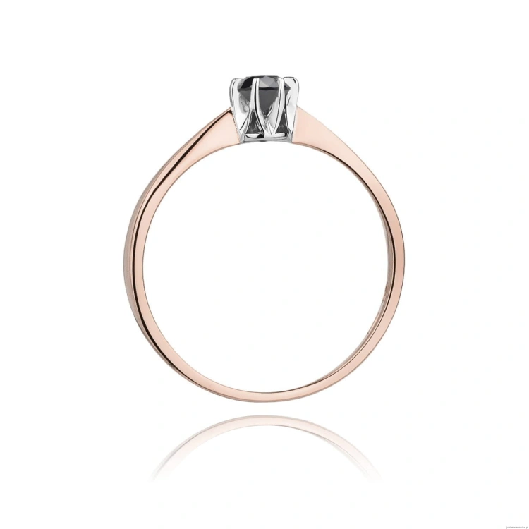Pierścionek W111 Czarny Diament 0,12ct różowe złoto