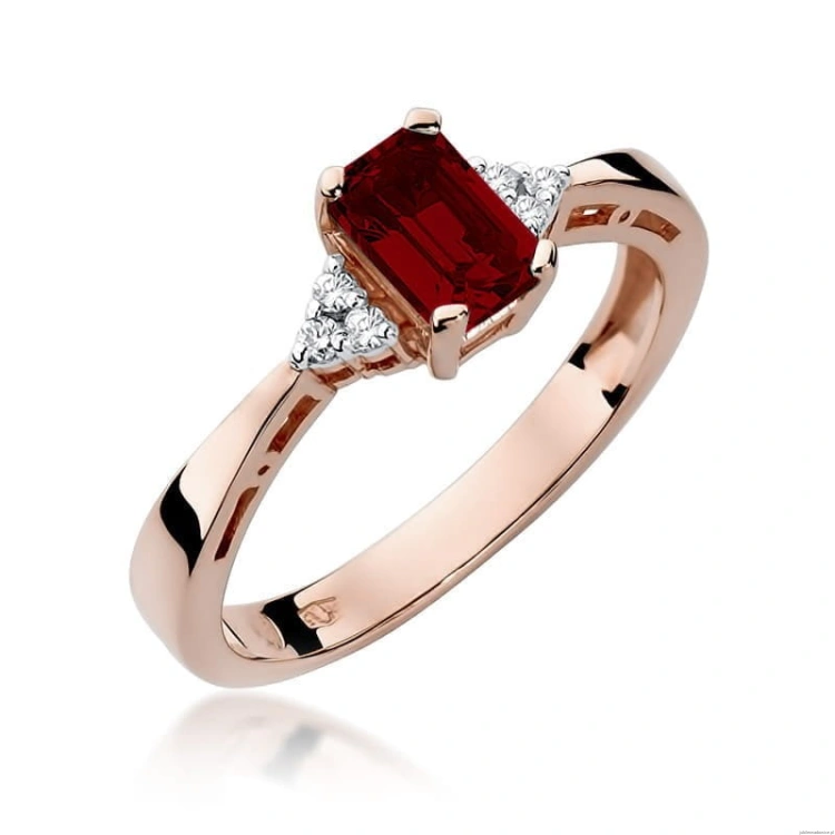 Pierścionek W002 Granat 0,70ct różowe złoto