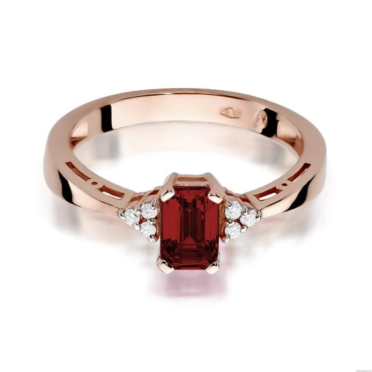 Pierścionek W002 Granat 0,70ct różowe złoto