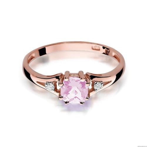 Pierścionek W044 Różowy Topaz 0,70ct różowe złoto