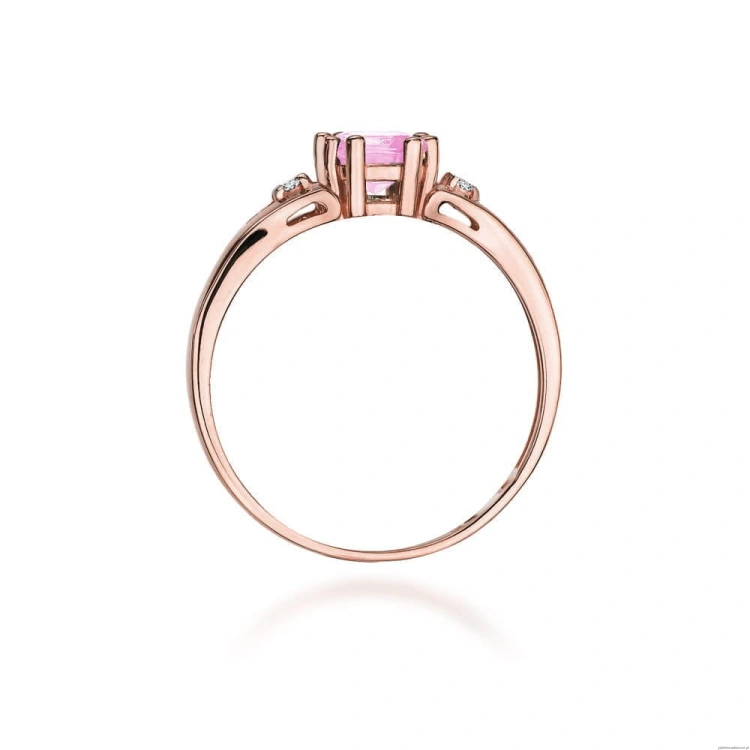 Pierścionek W044 Różowy Topaz 0,70ct różowe złoto