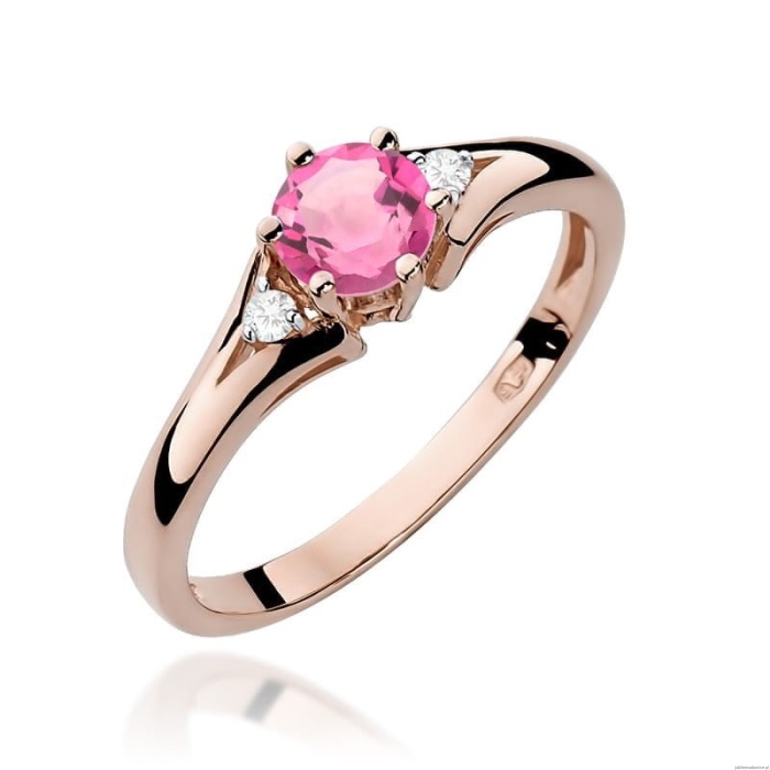 Pierścionek W0076 Różowy Topaz 0,60ct różowe złoto