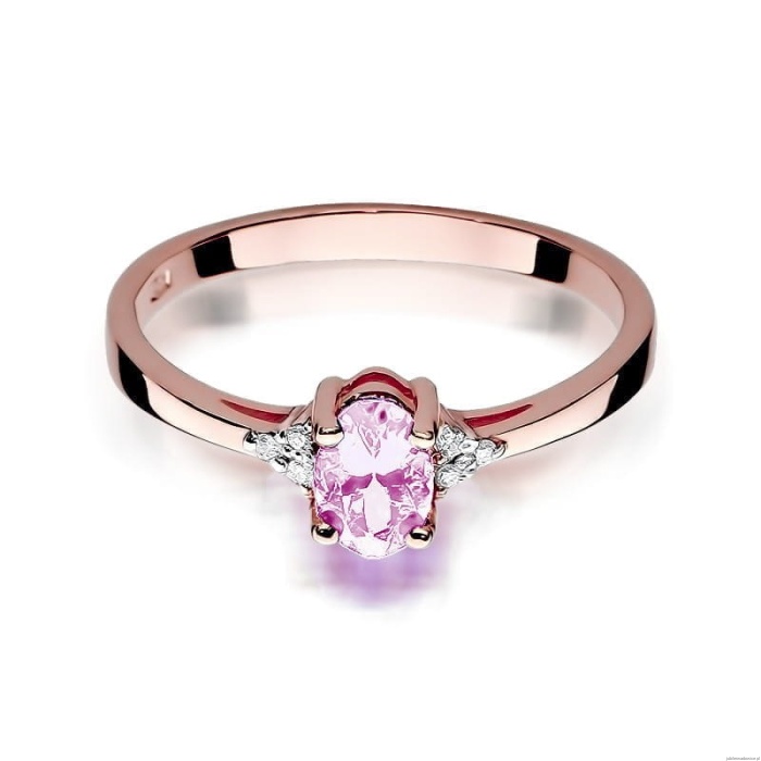 Pierścionek W301 Różowy Topaz 0,50ct różowe złoto