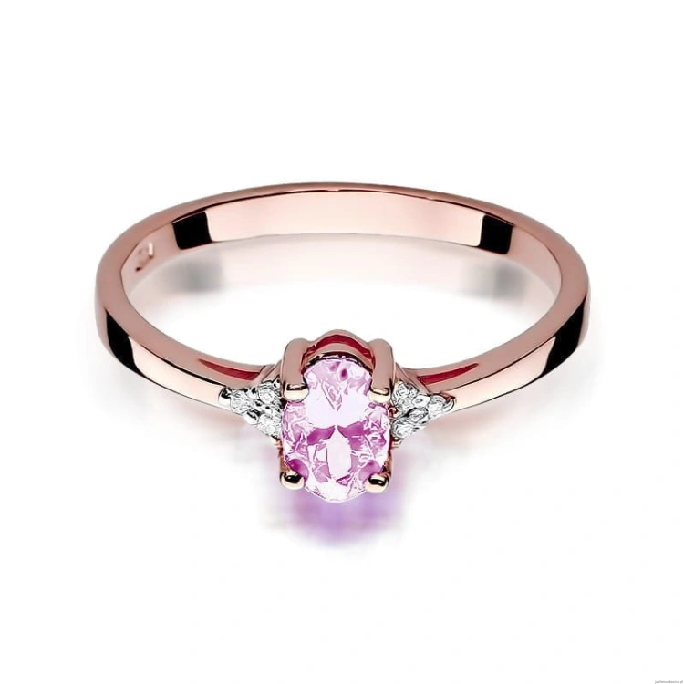 Pierścionek W301 Różowy Topaz 0,50ct różowe złoto