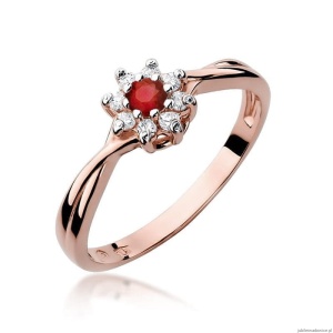 Pierścionek W072 Rubin 0,15ct różowe złoto
