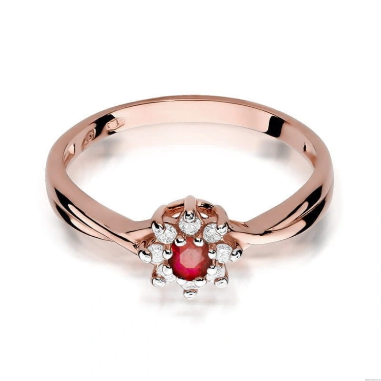 Pierścionek W072 Rubin 0,15ct różowe złoto