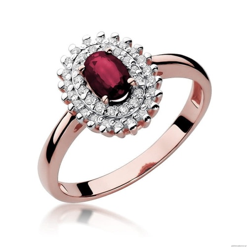 Pierścionek W303 Rubin 0,60ct różowe złoto