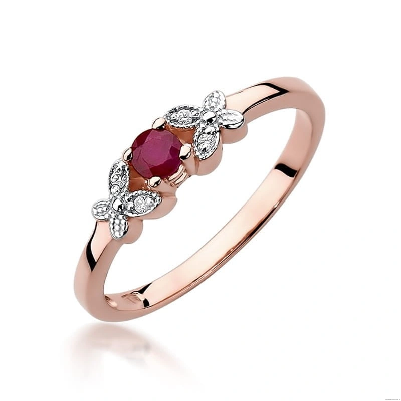 Pierścionek W414 Rubin 0,15ct różowe złoto