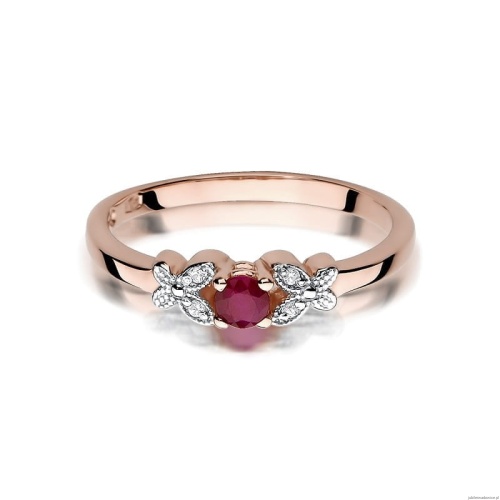 Pierścionek W414 Rubin 0,15ct różowe złoto