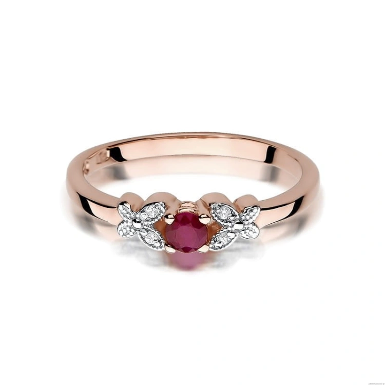 Pierścionek W414 Rubin 0,15ct różowe złoto
