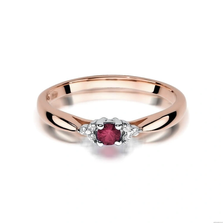 Pierścionek W428 Rubin 0,15ct różowe złoto