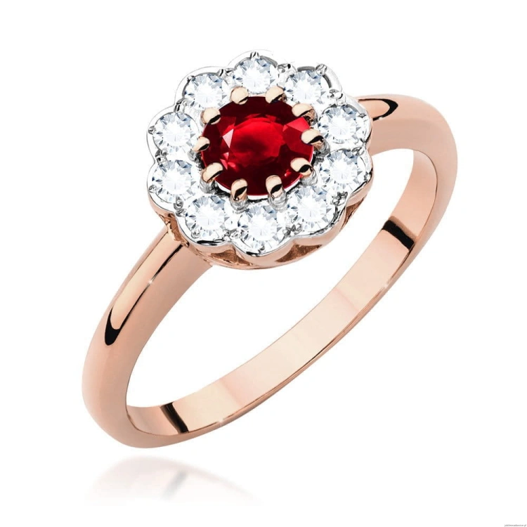 Pierścionek W529 Rubin 0,60ct różowe złoto