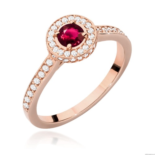 Pierścionek W559 Rubin 0,35ct różowe złoto