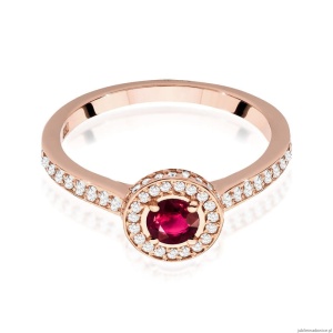Pierścionek W559 Rubin 0,35ct różowe złoto