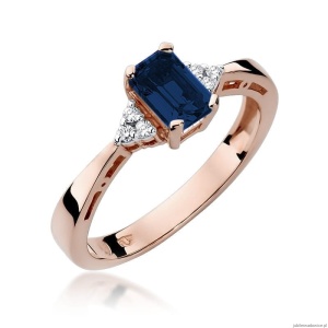 Pierścionek W002 Szafir 0,60ct różowe złoto