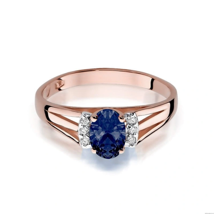 Pierścionek W005 Szafir 0,70ct różowe złoto