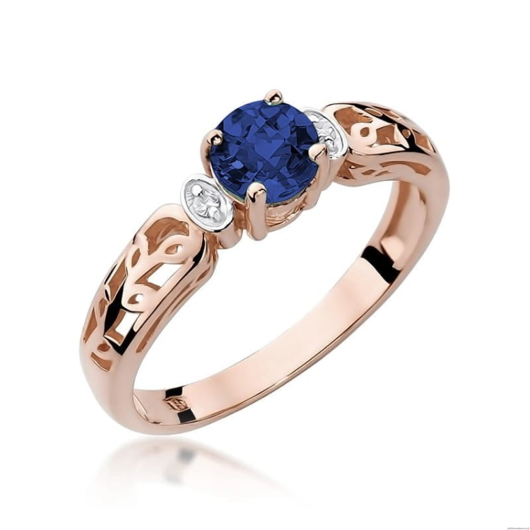Pierścionek W014 Szafir 0,50ct różowe złoto