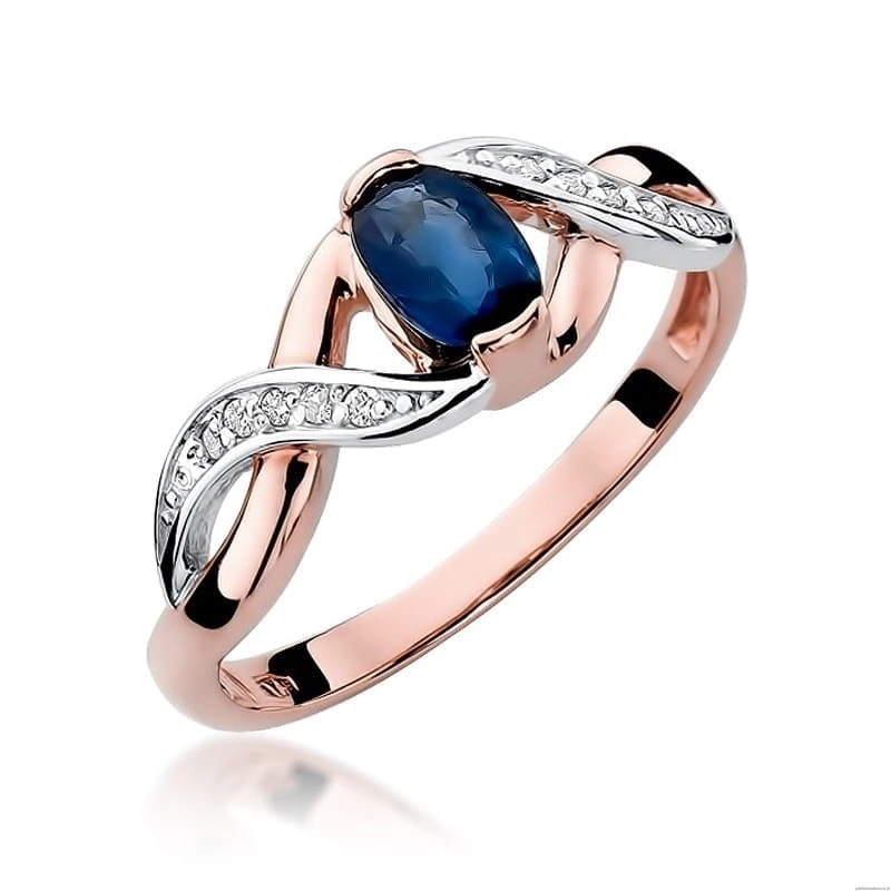 Pierścionek W028 Szafir 0,70ct różowe złoto