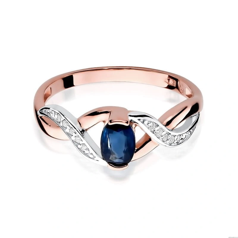 Pierścionek W028 Szafir 0,70ct różowe złoto