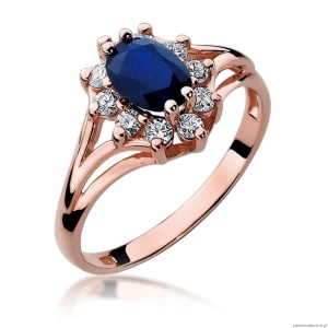 Pierścionek W037 Szafir 0,90ct różowe złoto