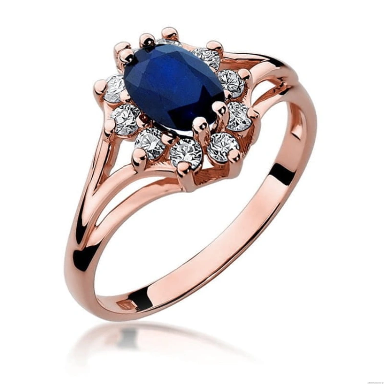 Pierścionek W037 Szafir 0,90ct różowe złoto
