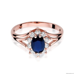 Pierścionek W037 Szafir 0,90ct różowe złoto