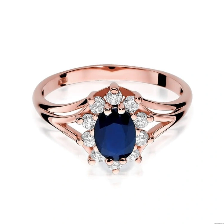 Pierścionek W037 Szafir 0,90ct różowe złoto