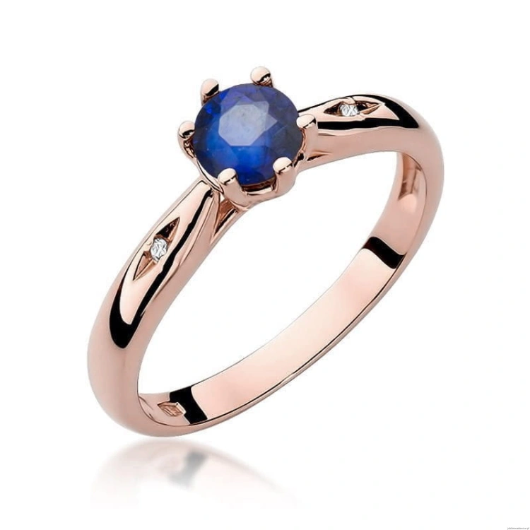 Pierścionek W074 Szafir 0,50ct różowe złoto
