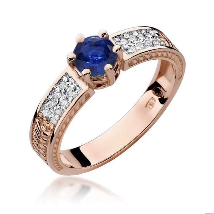 Pierścionek W075 Szafir 0,50ct różowe złoto