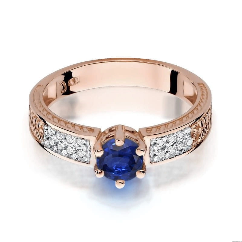 Pierścionek W075 Szafir 0,50ct różowe złoto