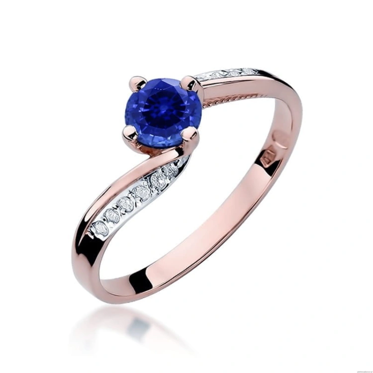 Pierścionek W084 Szafir 0,50ct różowe złoto