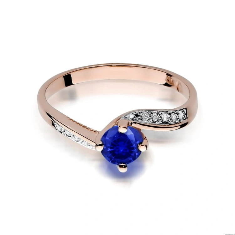 Pierścionek W084 Szafir 0,50ct różowe złoto