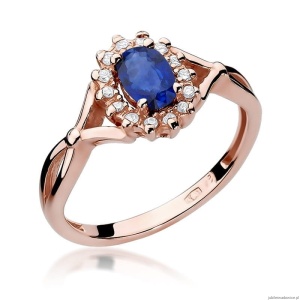 Pierścionek W182 Szafir 0,70ct różowe złoto