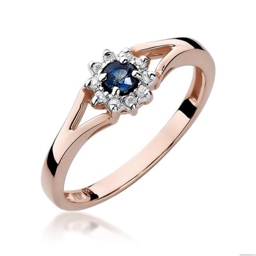 Pierścionek W185 Szafir 0,15ct różowe złoto