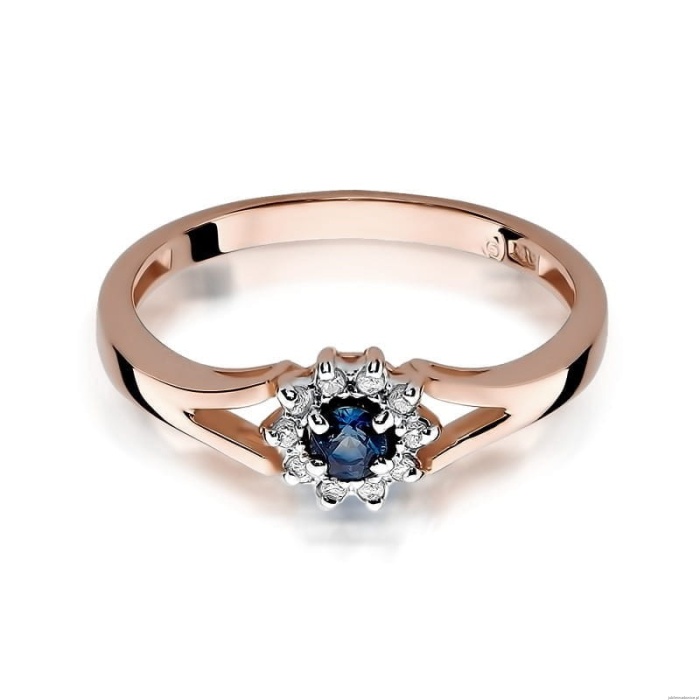 Pierścionek W185 Szafir 0,15ct różowe złoto