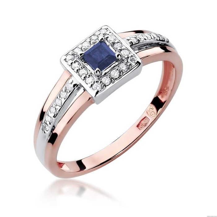 Pierścionek W271 Szafir 0,20ct różowe złoto